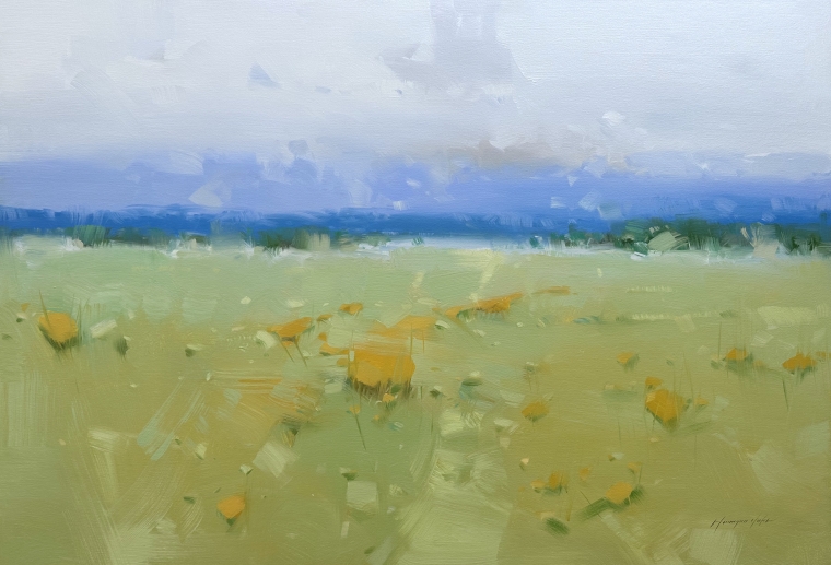 Meadow Breeze, Original oil Painting, Handmade artwork, One of a Kind                    